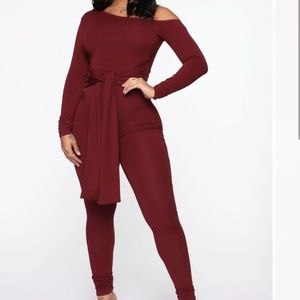 Fashion Nova | Wrapped In Self Love Jumpsuit - Burgundy | Size 3x